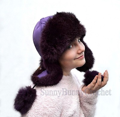 Real Fur Hat Child Girl Ear Flap Hat 