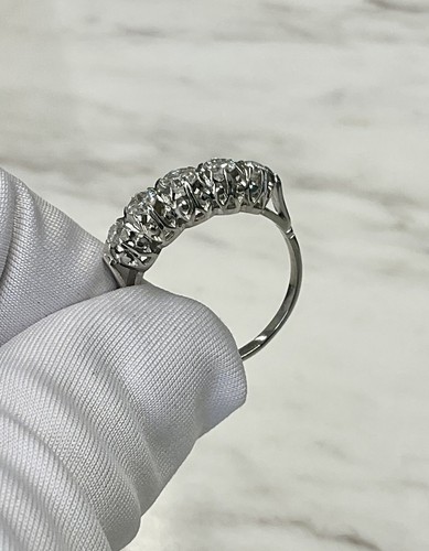 ANTIQUE ART DECO FIVE STONE OLD MINE NATURAL DIAMOND ANNIVERSARY RING PLATINUM - Bild 10 von 12