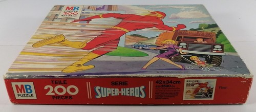 Puzzle MB francese vintage 200 pezzi The Flash serie DC supereroi - 1977 - Foto 2 di 6