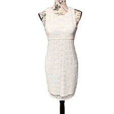 GB Floral Crochet Sheer Dress Sz Small White 