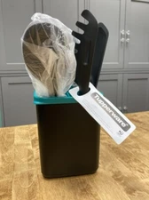Tupperware Kitchen Prep Cooking Utensils Set of 5 with Holder-NEW-SHIPPING INCL