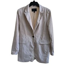 Banana Republic factory Women  s Linen/cotton blend one-button Long blazer size 8