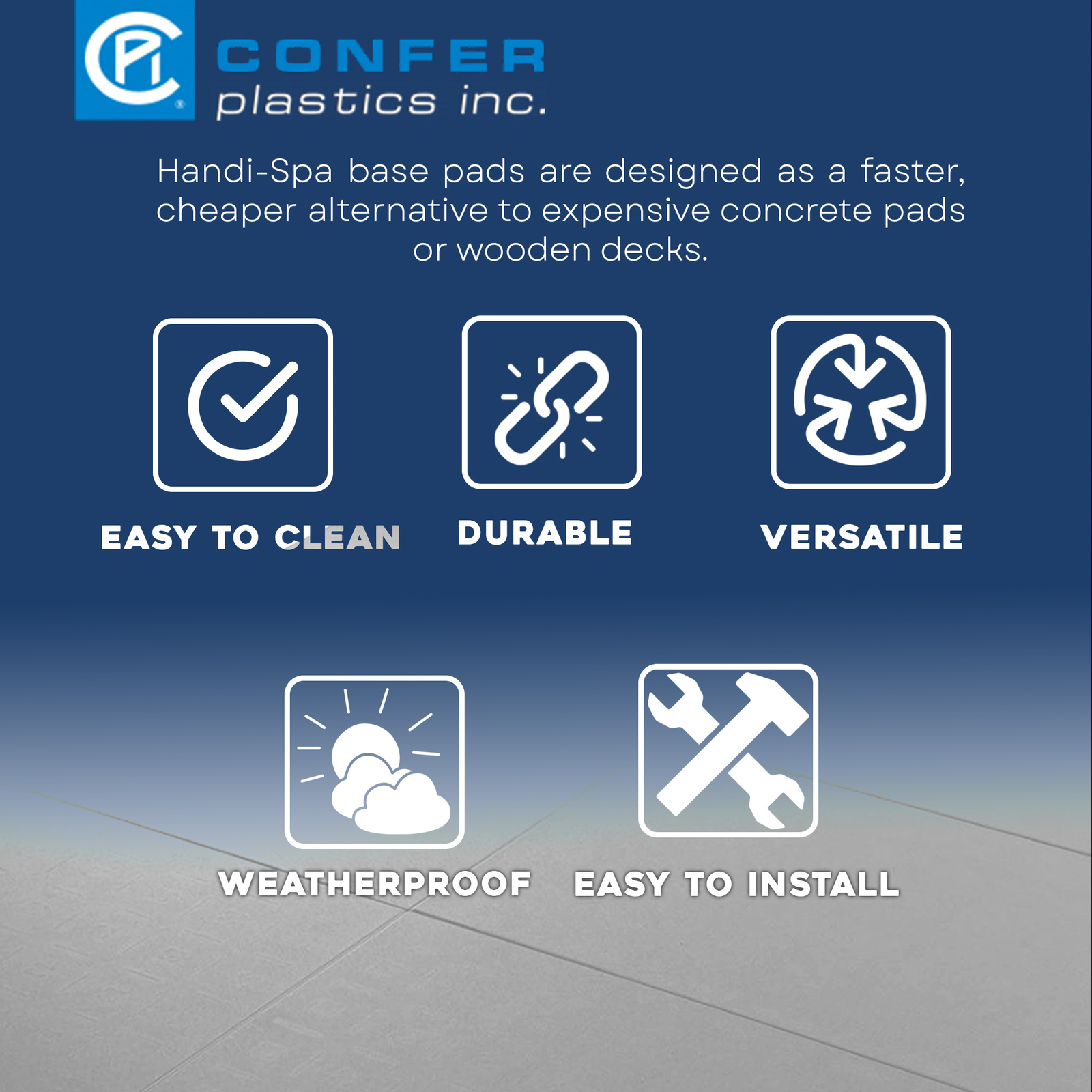 Confer 32 x 48 Inch Handi Spa Hot Tub Deck Foundation Resin Base Pad (6