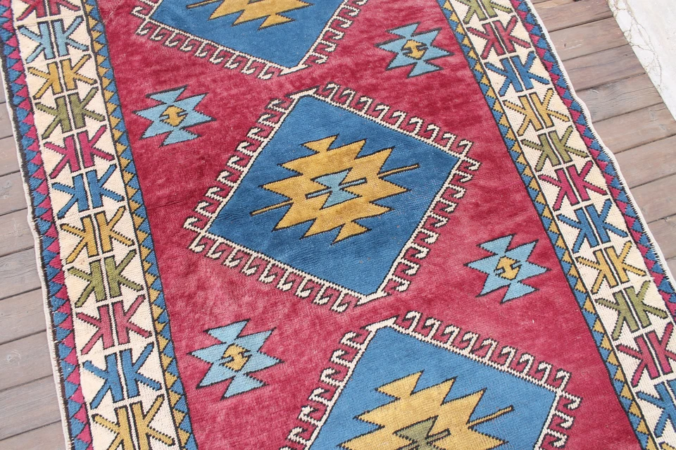 Alfombra turca 52''x87'' tejida a mano alfombra Kars 133x222cm alfombra de lana alfombra de diseño moderno Foto 4 de 4