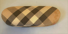 Burberry Hard Shell Reading Eyeglass Case Plaid Fabric Snap Closure 6.5"W x 2.5"