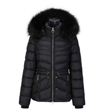 Firetrap quilted Jacket Ld34 Rrp £99.99 Black, Uk12 (fit Size 8-10).