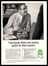 1955 Quaker State Motor Oil Sign Light Medium Heavy Grade Vintage Print Ad