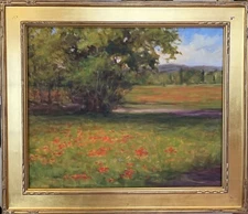 French Countryside Impressionist landscape  oil painting Aycock 20 x 24 framed