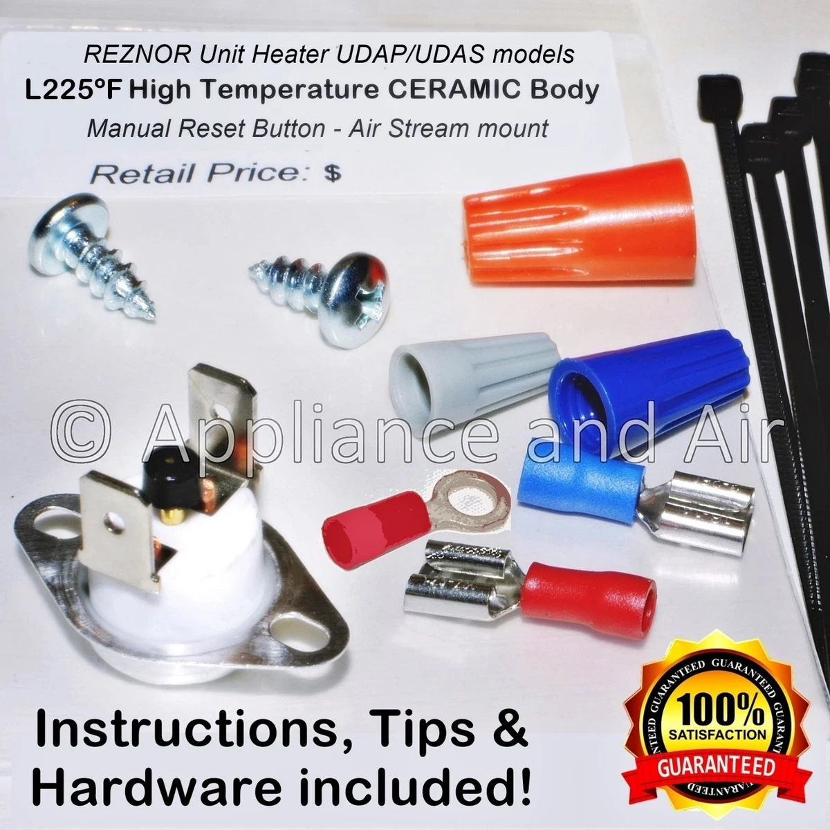 Reznor UDAP UDAS 196949 CERAMIC Rollout Limit Switch, Manual Reset, SHIPS  TODAY! | eBay