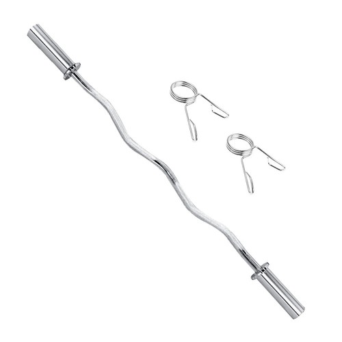 Olympic Barbell EZ Curl Bar Spring Collars Fitness Home Gym 2" Training/Lifting - Picture 2 of 12