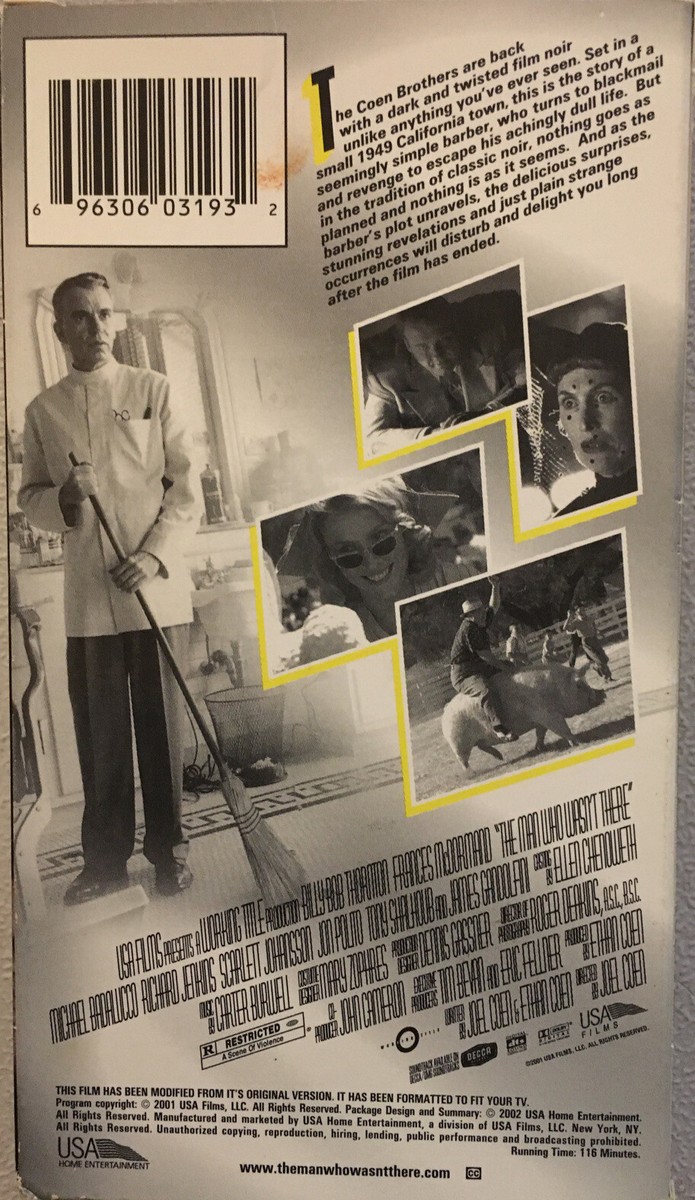 The Man Who Wasn't There (2001) VHS - Billy Bob Thornton