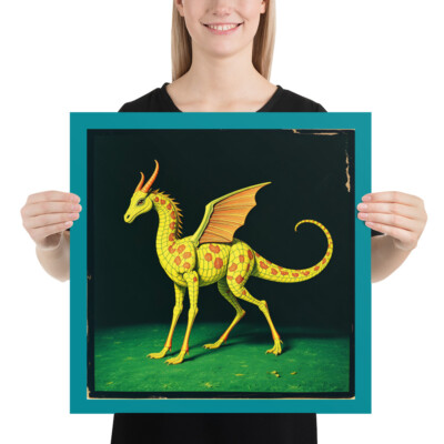 Cute Medieval Dragon Poster Mythical Creature Fairytale Art Renfaire Beast