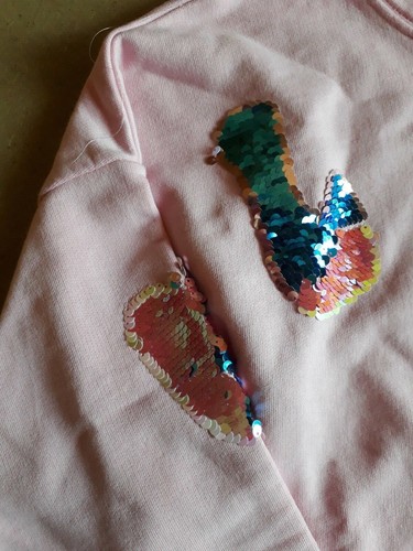 Zadar 13/14 Year Old Pink Cotton Sequined Crewneck Sweatshirt or Sz - Picture 3 of 4