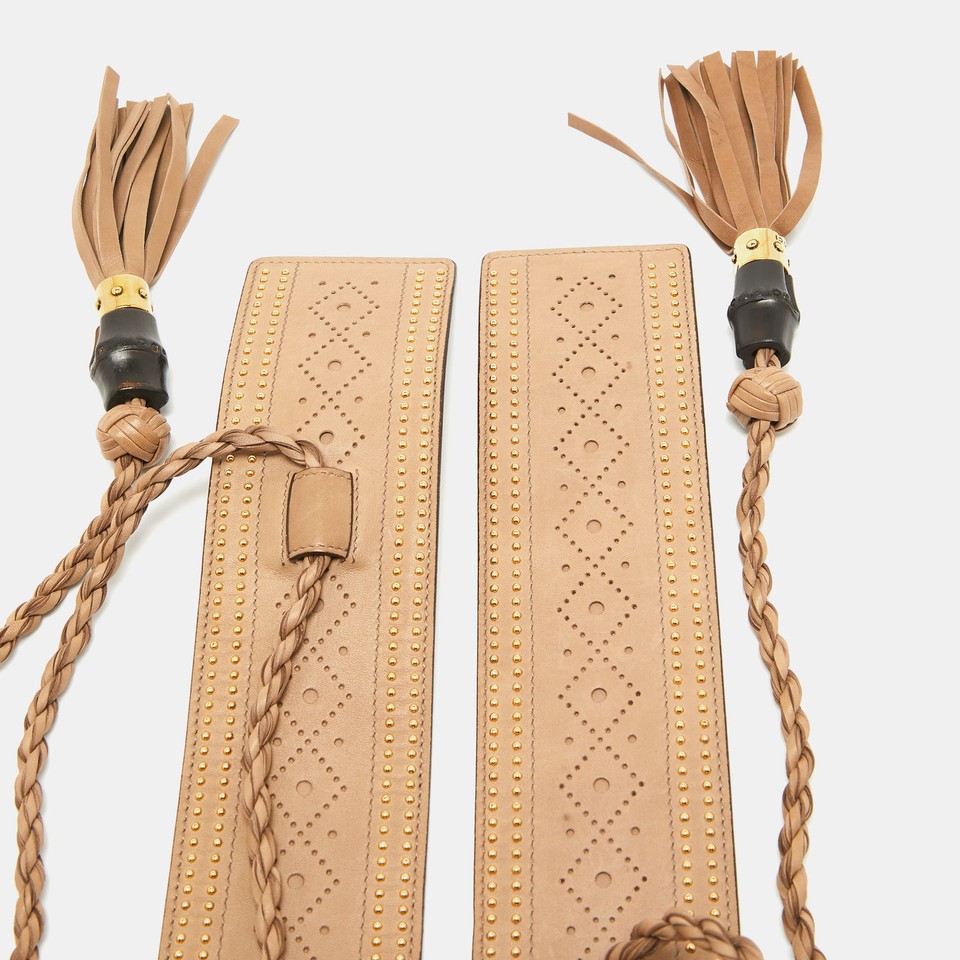 Gucci Beige Leather Tassel Waist Belt 80 Cm eBay