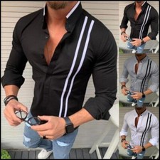 Camisas De vestir para hombre Estilo informal De manga larga con botones cuellO