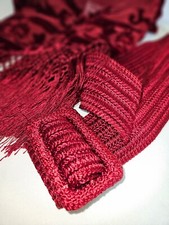 Vintage 80s Boho Gypsy Woven Wide Red Belt By ACCESSORIES NY NY Gorgeous 