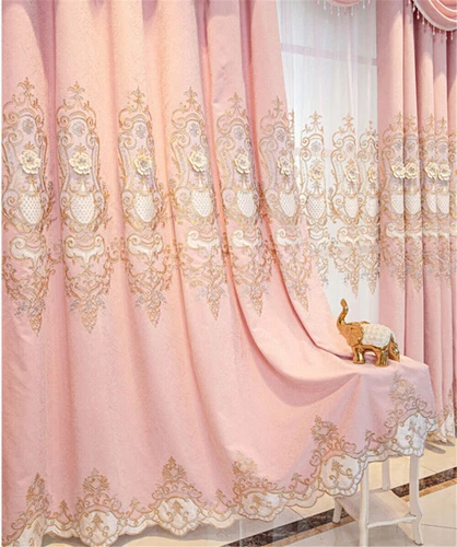 Luxury European 3D Floral Embroidery Blackout Curtain for Living Room 1 Panel - Picture 26 of 40