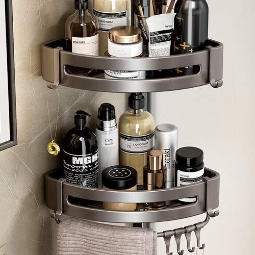 2pcs Corner Shower Caddy Bathroom Storage Shelf Rack Basket Organiser Tidy Tray - Picture 14 of 16