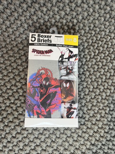 Handcraft SPIDER-MAN Across The Spider-Verse Boxer Briefs 5 Pack Boys Sz 8 - Picture 1 of 4