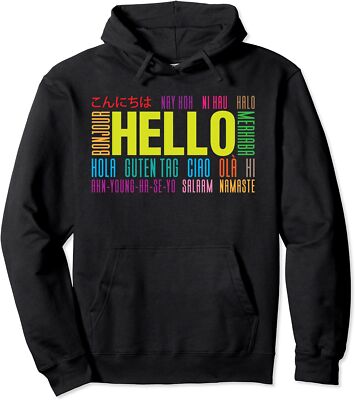 Say Hello In Different Languages International Travel Unisex Hooded Sweatshirt