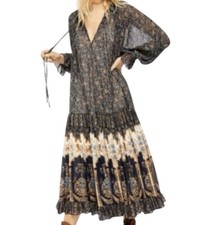 Free People Maxi Dress Women Small Lo G Sleeve Flower Oversized Festival Boho
