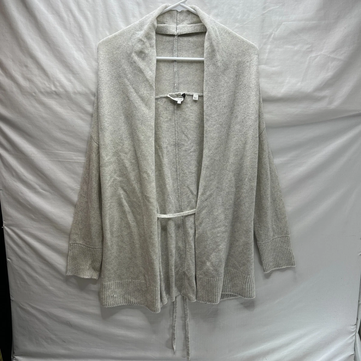 VINCE Wool Cashmere Soft Knit Wrap Cardigan Sweater Womens S Beige Waist Tie