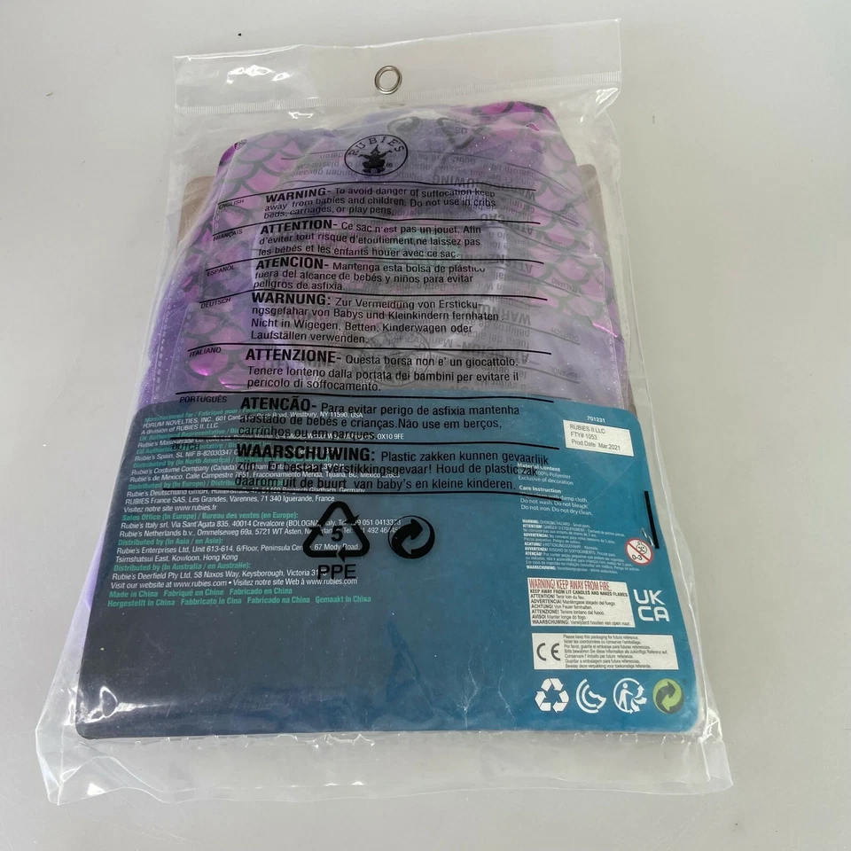 Disfraz de sirena morado para niña talla M 8/10 incluye vestido y tocado  Foto 2 de 2