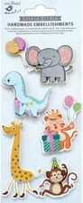 Animal Party, glitter, 3D scrapbook stickers 5/pk - Little Birdie CR83956