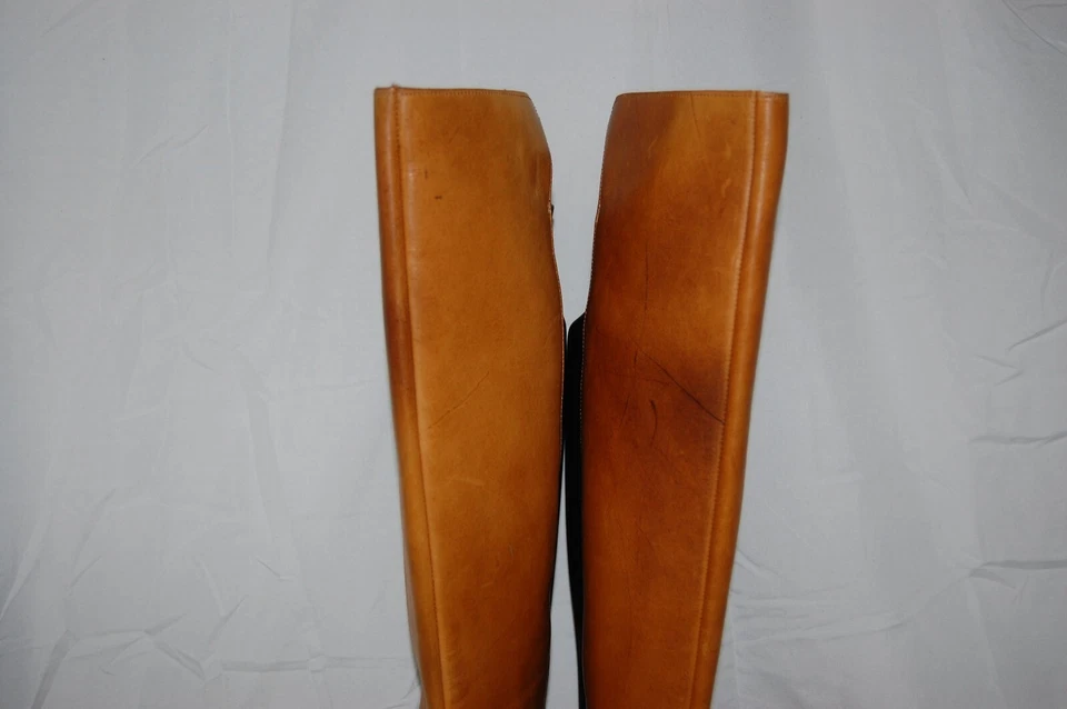 36/6❤️BOTAS ALTAS DE CUERO PLANAS DE MOTOCICLISTA MONTANDO SOBRE RODILLAS ITALIA Foto 4 de 4