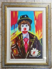 Romano Mussolini - Clown - 40x60 - Olio su tela quadro con cornice 