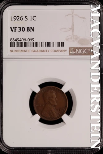 1926-S Lincoln Wheat Cent - NGC VF 30 BN - Scarce  No Reserve  #SLH201
