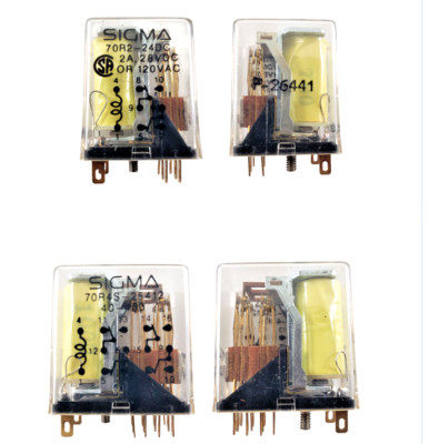 2 Vtg SIGMA General Purpose Relays 70R2-24DC P-26441 and 70R4S-25412 7839