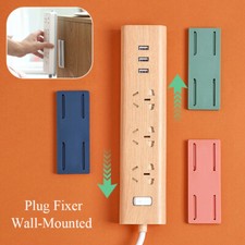 Socket Holder Plug Fixer Wall-Mounted Power Strip Holders Sticker Punch-free