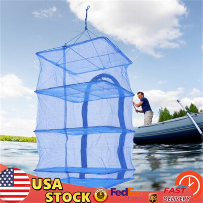Foldable 4 Layers Drying Net Hanging Vegetable Fish Dishes Mesh Dryer Rack