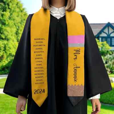 Personalized Teacher Graduation Stole, Pencil Stole Graduation Class Of 2025