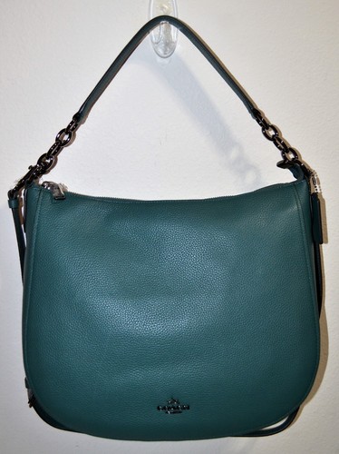 nwt coach dark turquoise pebbled leather large chelsea 32 hobo