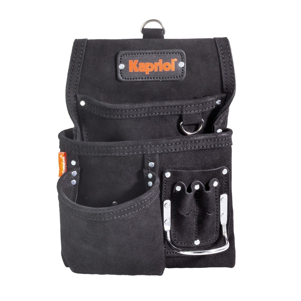 Offerta Borsa Carpentiere Kapriol Cuoio Nero 5 Tasche Professionale