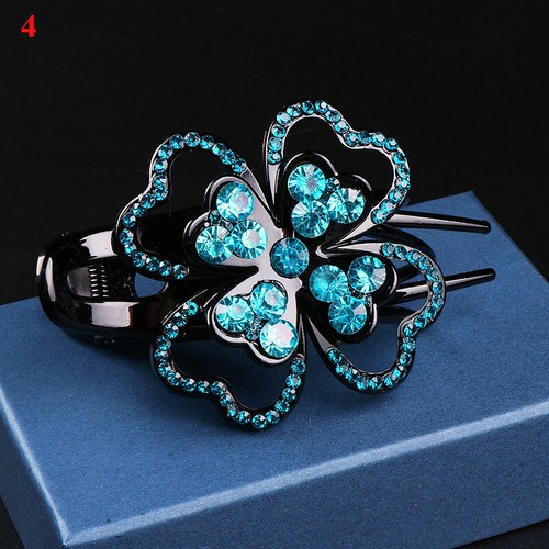 Women Rhinestone Flower Hair Claw Clip Grip Elegant Hairpin Barrette Headwear - Picture 6 of 32