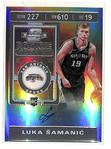 2019 20 Panini Contenders Optic Luka Samanic Silver Auto Rookie Card 