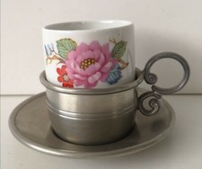 Neuerer Qualitätsporzellan West Germany Zinn Tasse Becher Engel Blüten Blumen