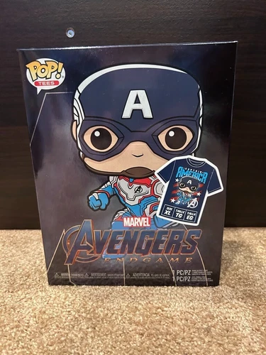 Marvel Avengers Endgame Captain America GITD Funko Pop! and Shirt (Size XL)