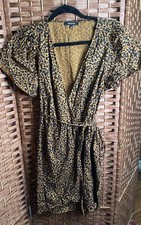 Madewell Leopard Print Wrap Dress Cotton Size S Short Flutter Sleeve