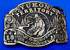 Yukon Territory Gold Discovered Klondike 1896 Vintage Belt Buckle Century Canada
