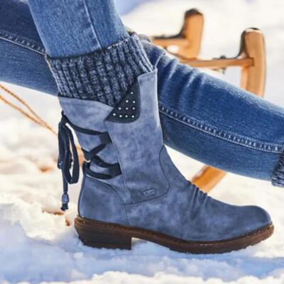 New Women Waterproof Winter Snow Boots Mid Calf Size Ladies Snow Shoes Warm 