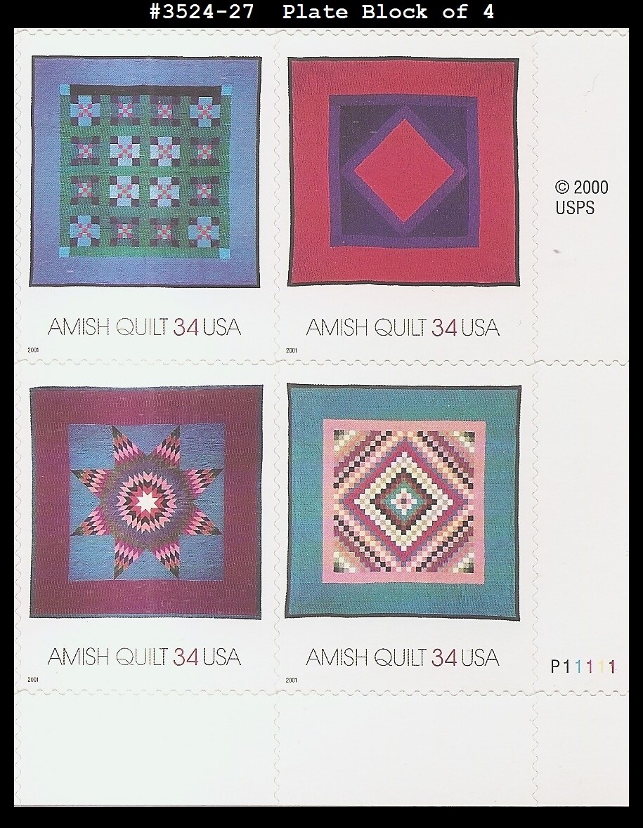 USA4 352427 MNH PB4 Amish Quilts eBay