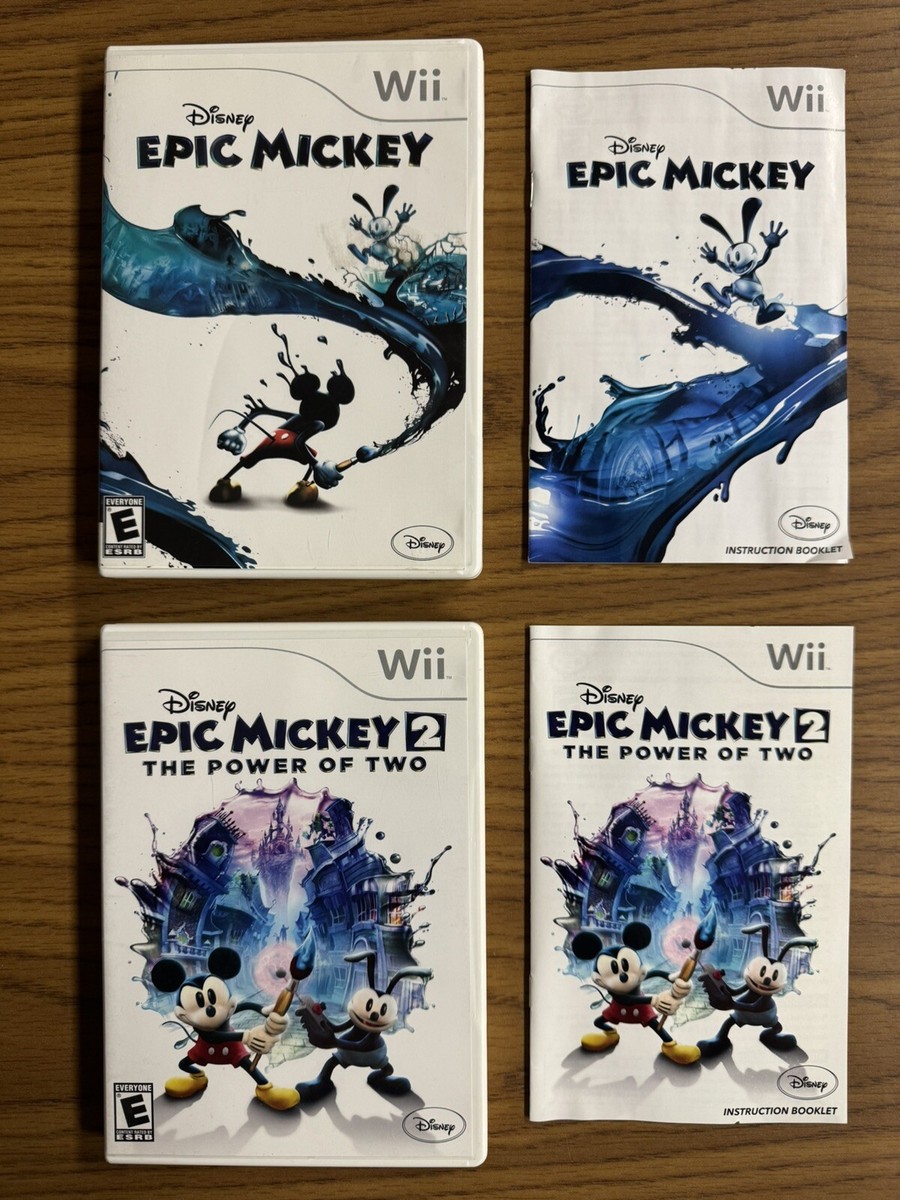 Disney Epic Mickey + Epic Mickey 2 (Nintendo Wii, 2010) Complete
