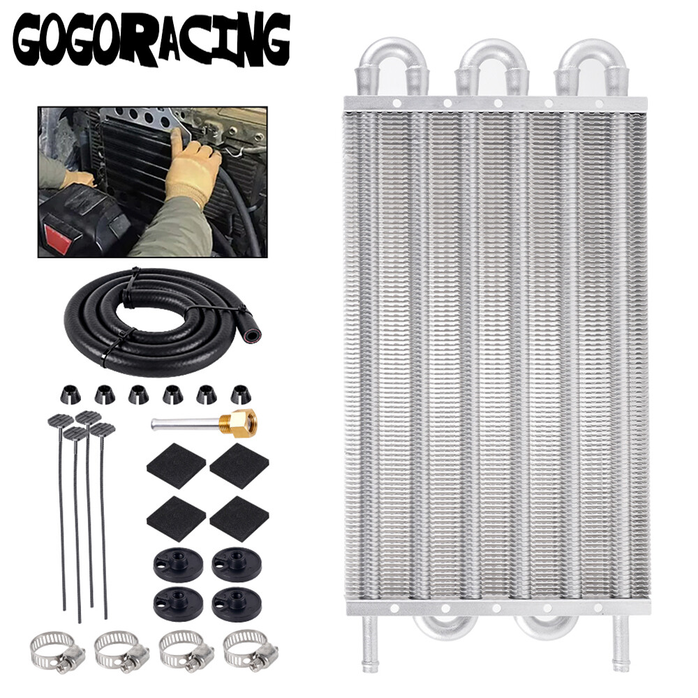 6 Rows Universal Aluminum Remote Transmission Oil Cooler Radiator Converter Kit - Foto 10