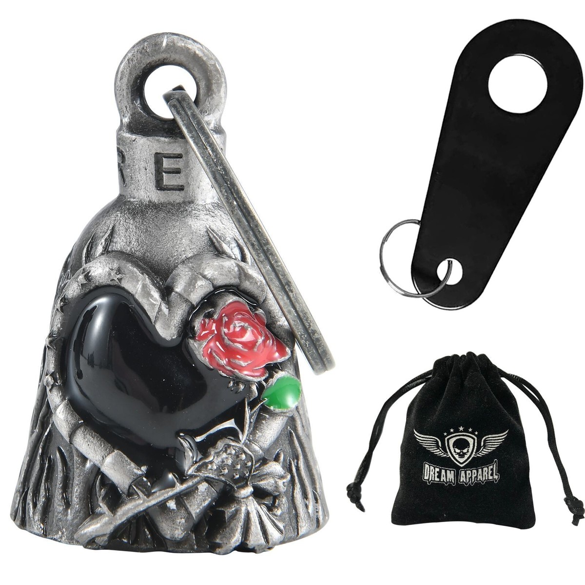 Red Rose Heart Design Motorcycle Bell Biker Rider Moto Accessories