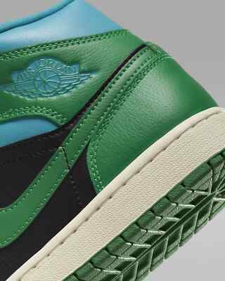 Air Jordan 1 Mid Black/Aquatone/Sail-Lucky Green BQ6472-033