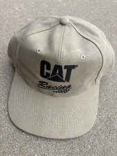 Vintage 90s NOS CAT Caterpillar Nascar Racing Beige Strapback Cap Hat